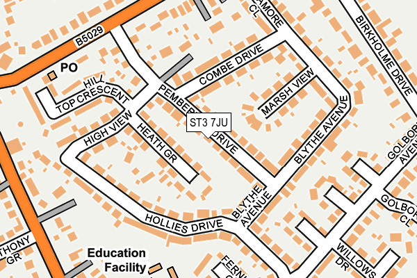 ST3 7JU map - OS OpenMap – Local (Ordnance Survey)