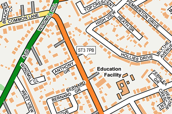 ST3 7PB map - OS OpenMap – Local (Ordnance Survey)