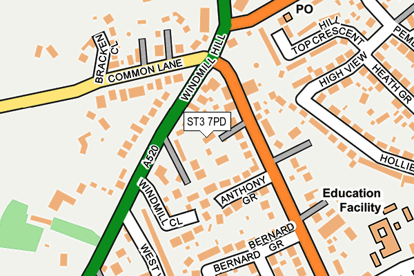 ST3 7PD map - OS OpenMap – Local (Ordnance Survey)