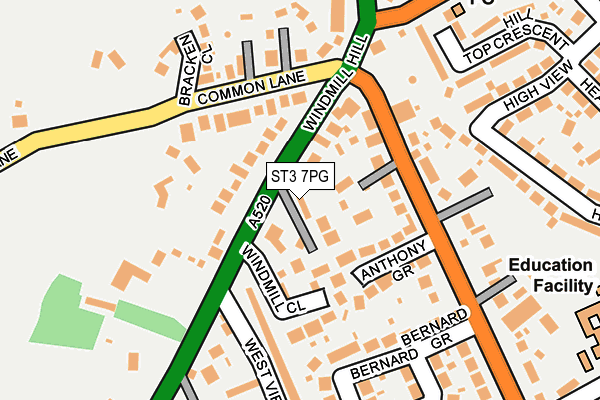 ST3 7PG map - OS OpenMap – Local (Ordnance Survey)