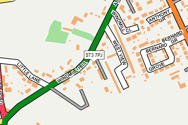 ST3 7PJ map - OS OpenMap – Local (Ordnance Survey)