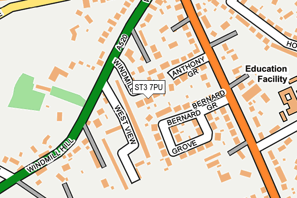 ST3 7PU map - OS OpenMap – Local (Ordnance Survey)