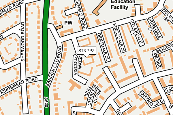 ST3 7PZ map - OS OpenMap – Local (Ordnance Survey)