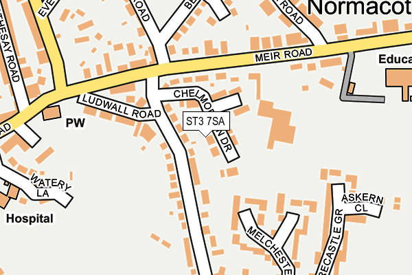 ST3 7SA map - OS OpenMap – Local (Ordnance Survey)