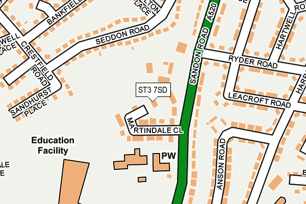 ST3 7SD map - OS OpenMap – Local (Ordnance Survey)