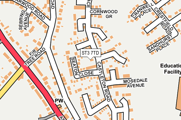 ST3 7TD map - OS OpenMap – Local (Ordnance Survey)