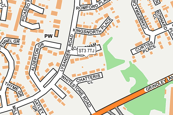 ST3 7TJ map - OS OpenMap – Local (Ordnance Survey)