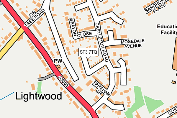 ST3 7TQ map - OS OpenMap – Local (Ordnance Survey)