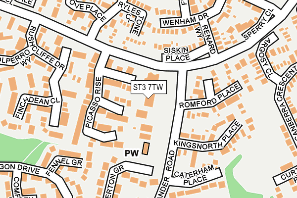 ST3 7TW map - OS OpenMap – Local (Ordnance Survey)