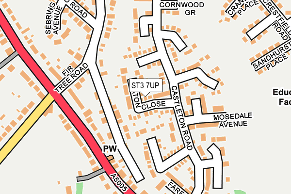 ST3 7UP map - OS OpenMap – Local (Ordnance Survey)