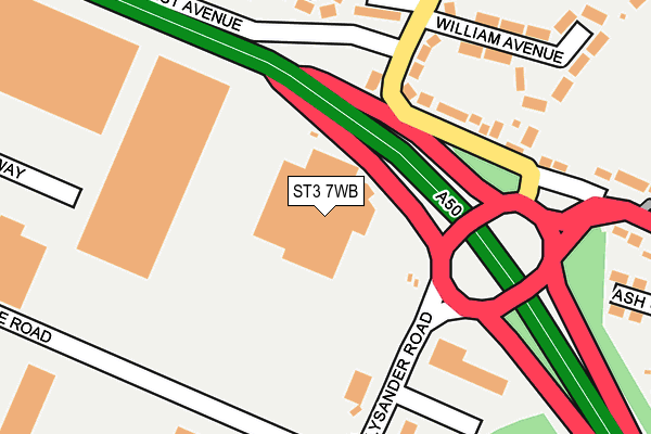 ST3 7WB map - OS OpenMap – Local (Ordnance Survey)