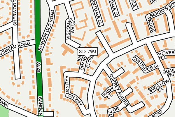 ST3 7WJ map - OS OpenMap – Local (Ordnance Survey)