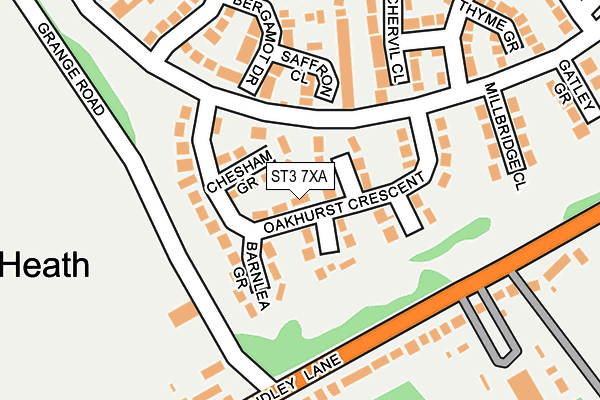 ST3 7XA map - OS OpenMap – Local (Ordnance Survey)