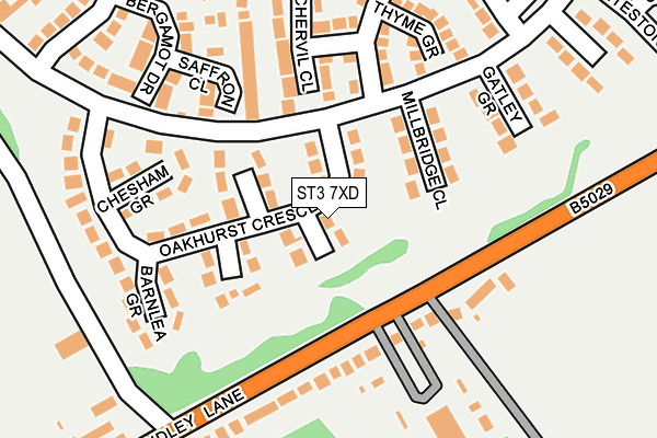 ST3 7XD map - OS OpenMap – Local (Ordnance Survey)