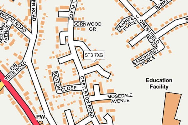 ST3 7XG map - OS OpenMap – Local (Ordnance Survey)