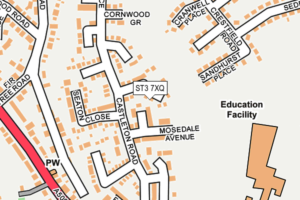 ST3 7XQ map - OS OpenMap – Local (Ordnance Survey)