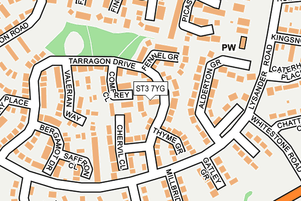 ST3 7YG map - OS OpenMap – Local (Ordnance Survey)