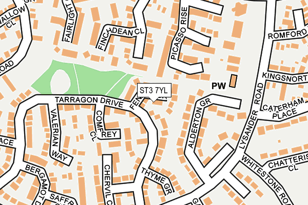 ST3 7YL map - OS OpenMap – Local (Ordnance Survey)