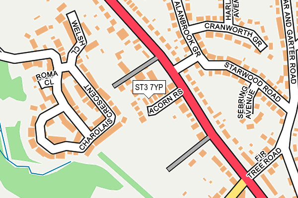 ST3 7YP map - OS OpenMap – Local (Ordnance Survey)