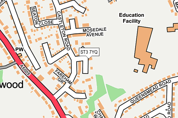 ST3 7YQ map - OS OpenMap – Local (Ordnance Survey)