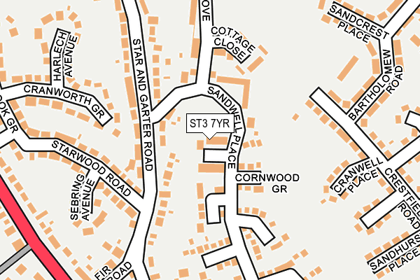 ST3 7YR map - OS OpenMap – Local (Ordnance Survey)