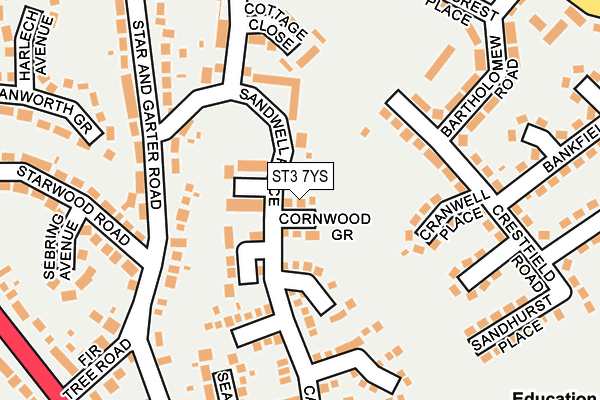 ST3 7YS map - OS OpenMap – Local (Ordnance Survey)