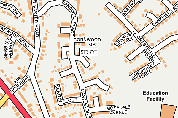 ST3 7YT map - OS OpenMap – Local (Ordnance Survey)