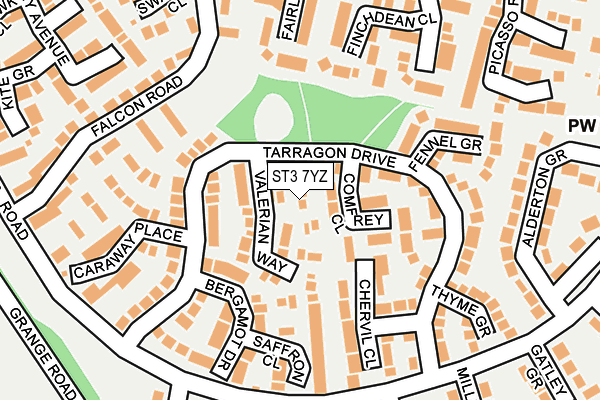 ST3 7YZ map - OS OpenMap – Local (Ordnance Survey)