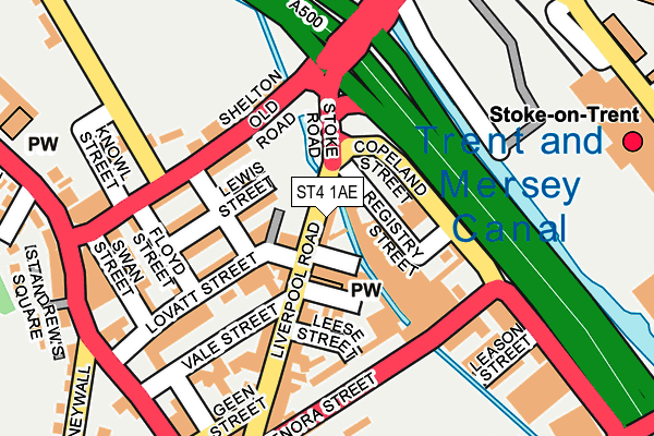 ST4 1AE map - OS OpenMap – Local (Ordnance Survey)