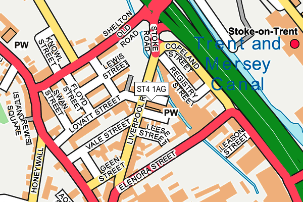 ST4 1AG map - OS OpenMap – Local (Ordnance Survey)