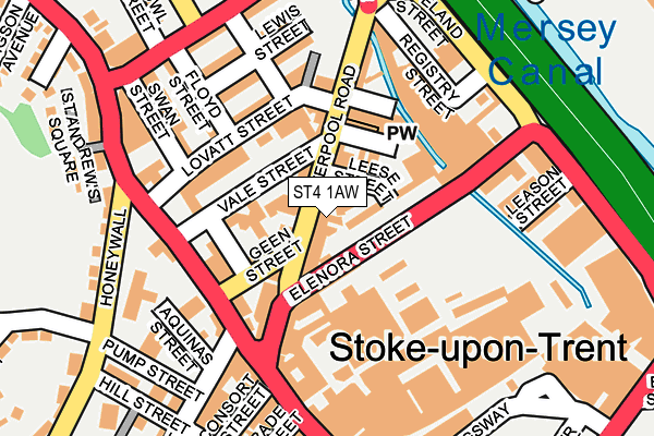 ST4 1AW map - OS OpenMap – Local (Ordnance Survey)