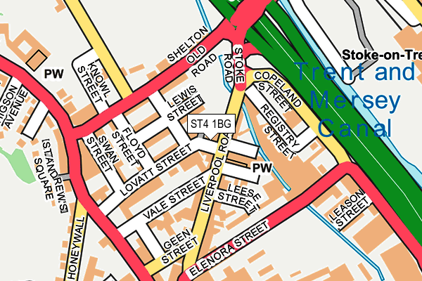 ST4 1BG map - OS OpenMap – Local (Ordnance Survey)