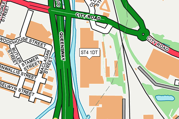 ST4 1DT map - OS OpenMap – Local (Ordnance Survey)