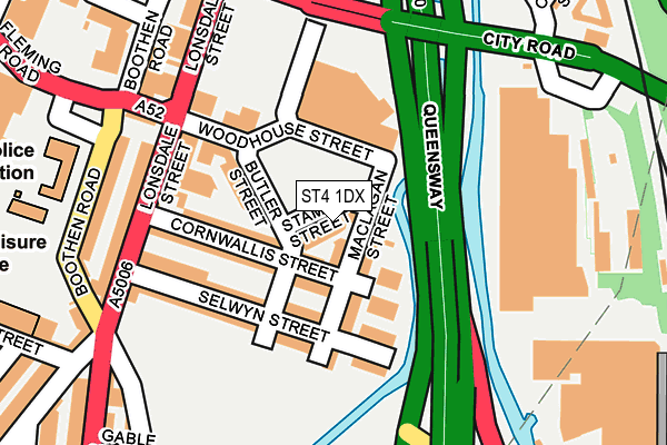 ST4 1DX map - OS OpenMap – Local (Ordnance Survey)