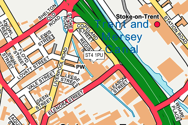 ST4 1PU map - OS OpenMap – Local (Ordnance Survey)
