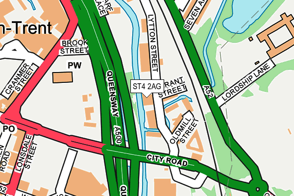 ST4 2AG map - OS OpenMap – Local (Ordnance Survey)