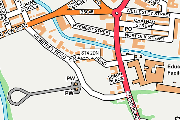 ST4 2DN map - OS OpenMap – Local (Ordnance Survey)