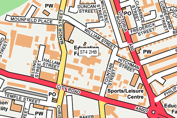 ST4 2HB map - OS OpenMap – Local (Ordnance Survey)