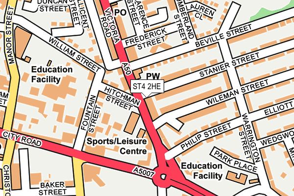 ST4 2HE map - OS OpenMap – Local (Ordnance Survey)