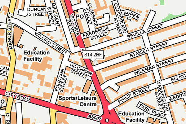ST4 2HF map - OS OpenMap – Local (Ordnance Survey)