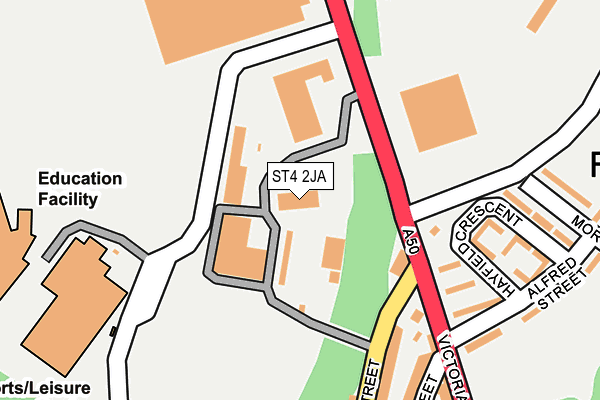 ST4 2JA map - OS OpenMap – Local (Ordnance Survey)