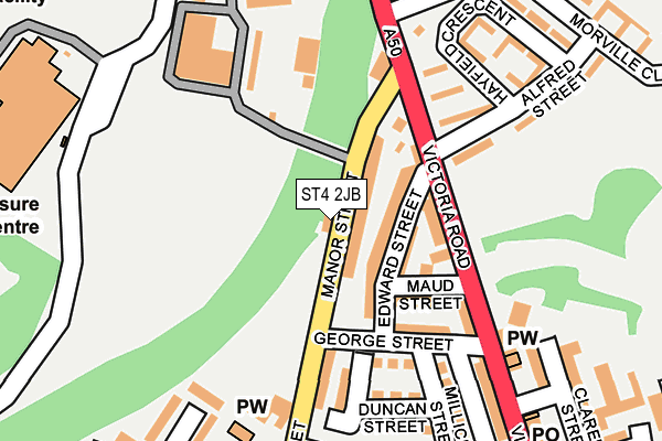 ST4 2JB map - OS OpenMap – Local (Ordnance Survey)