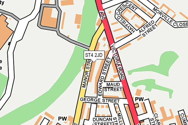 ST4 2JD map - OS OpenMap – Local (Ordnance Survey)