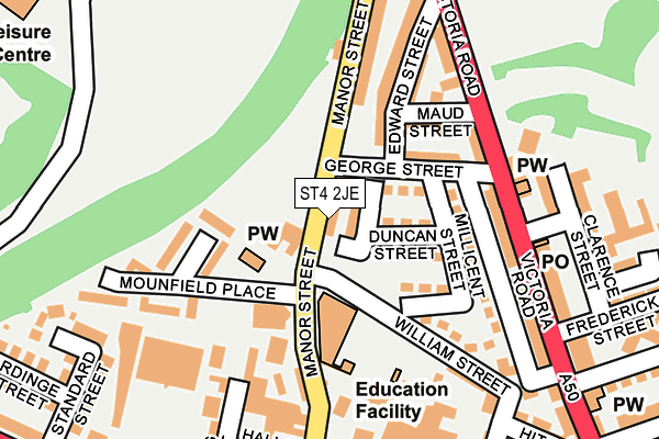 ST4 2JE map - OS OpenMap – Local (Ordnance Survey)