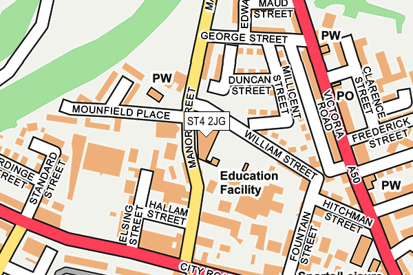 ST4 2JG map - OS OpenMap – Local (Ordnance Survey)