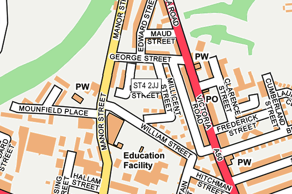 ST4 2JJ map - OS OpenMap – Local (Ordnance Survey)
