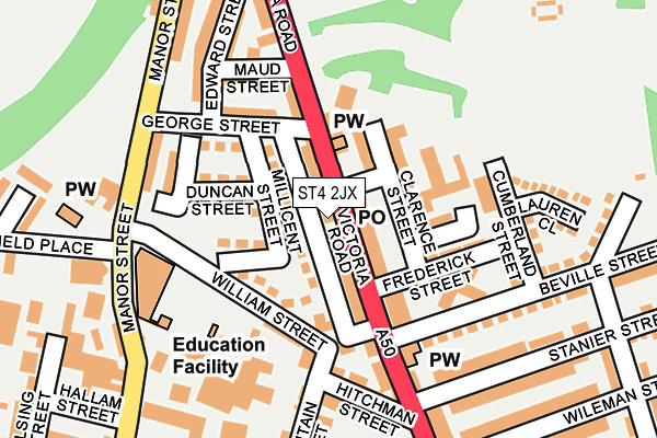 ST4 2JX map - OS OpenMap – Local (Ordnance Survey)