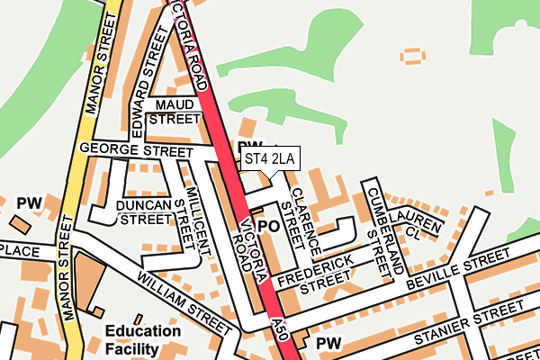 ST4 2LA map - OS OpenMap – Local (Ordnance Survey)