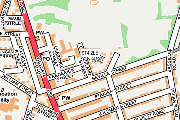 ST4 2LE map - OS OpenMap – Local (Ordnance Survey)