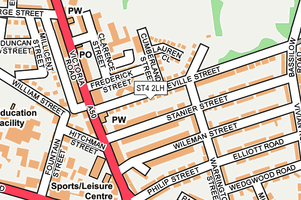 ST4 2LH map - OS OpenMap – Local (Ordnance Survey)